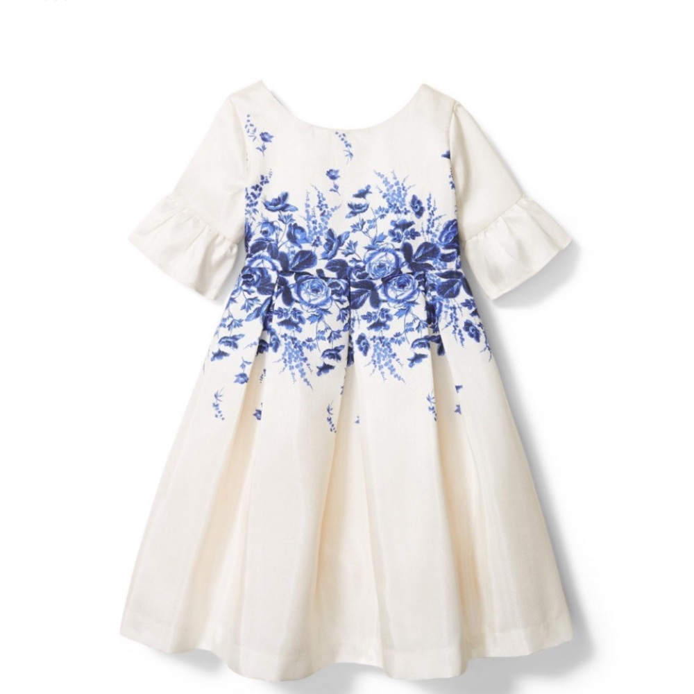 Janie and Jack size 12 youth FLORAL BORDER RUFFLE SLEEVE DRESS